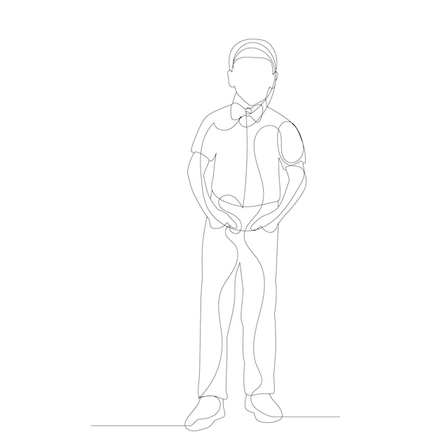 Vector isolated one line drawing child boy