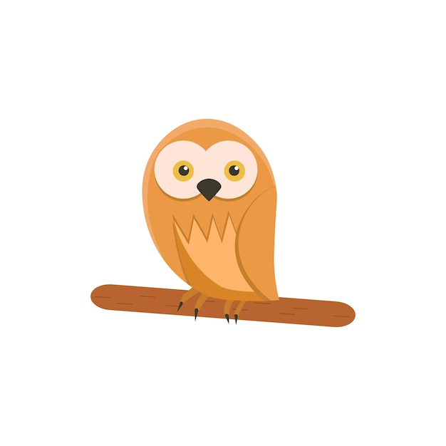 Isolated owl illustration on white background Brown owl sitting on branch vector illustration