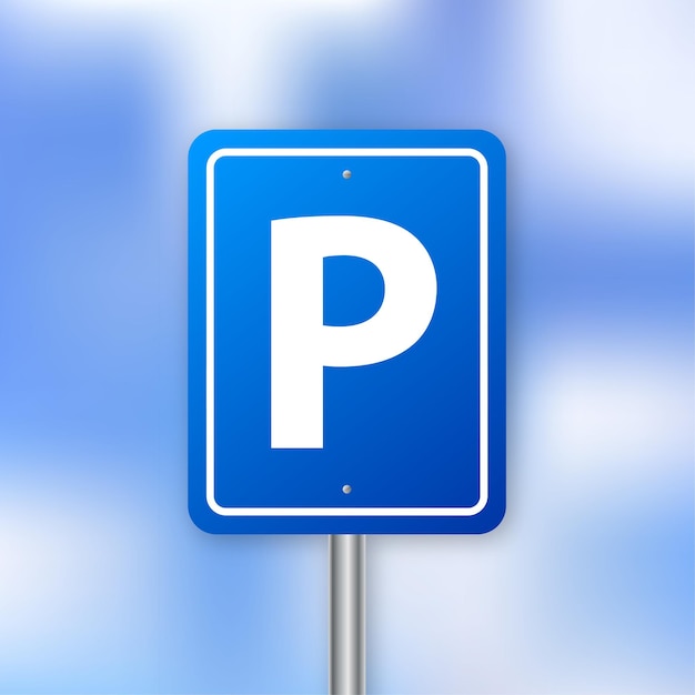 Isolated Parking Sign - Green roadsign with letter P isolated on white background.