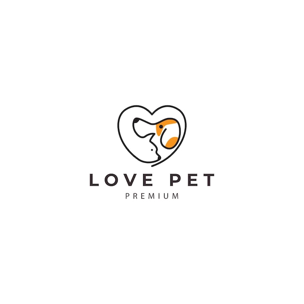 Isolated pet with love cat and dog logo design vector icon illustration