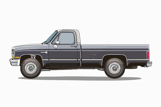 Vector isolated pickup truck vector illustration on white background