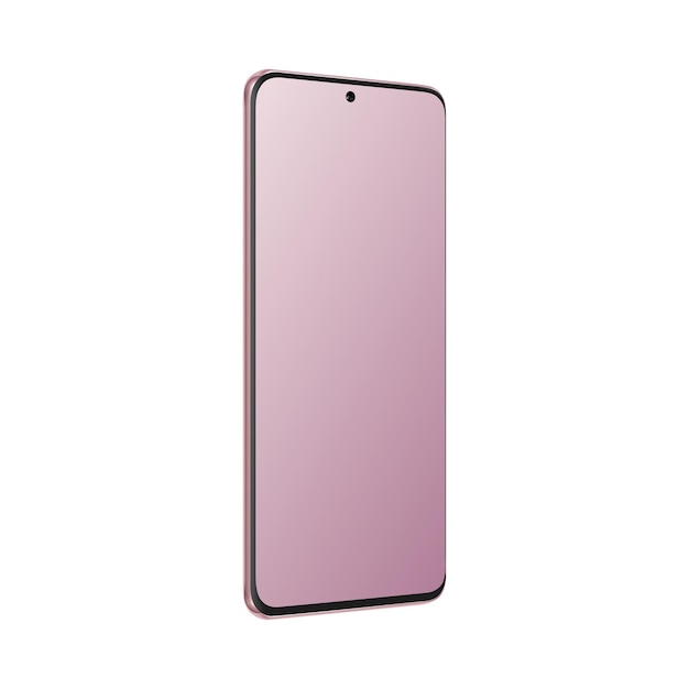 Isolated Pink Smartphone Galaxy Mockup. Realistic 3d Design. Front View. Vector illustration