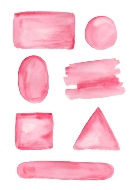 Isolated pink watercolor stain in various shape