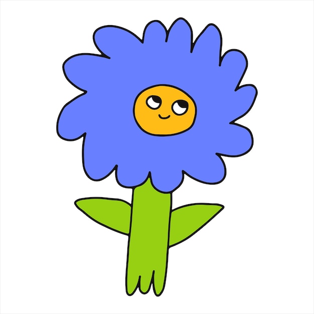 isolated psychedelic hippie flower character sticker