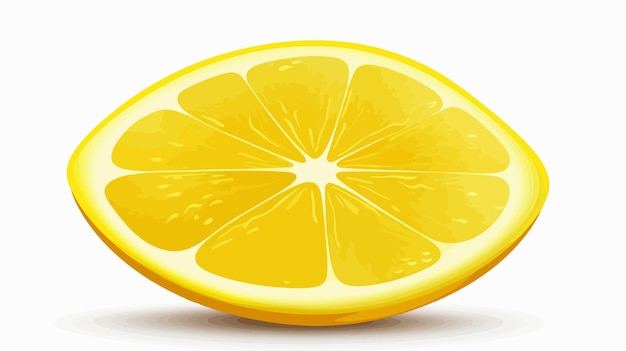 Isolated Realistic Colored Slice of Juicy Yellow Lemon