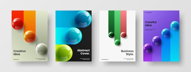 Isolated realistic orbs corporate brochure illustration set