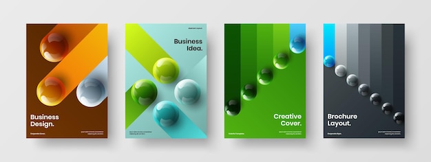 Isolated realistic spheres corporate brochure concept collection