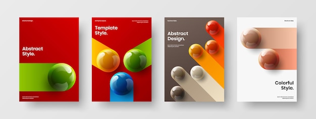 Isolated realistic spheres flyer template bundle