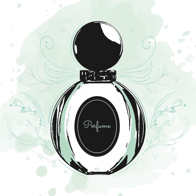 Isolated retro perfume bottle sketch icon Vector