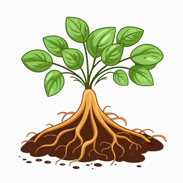 Isolated Root Vector Cartoon Illustration