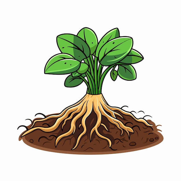 Isolated Root Vector Cartoon Illustration