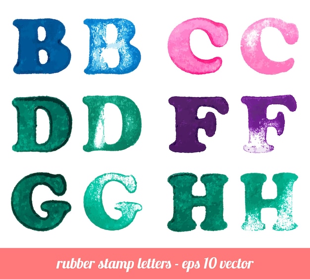 Isolated rubber stamp letters set