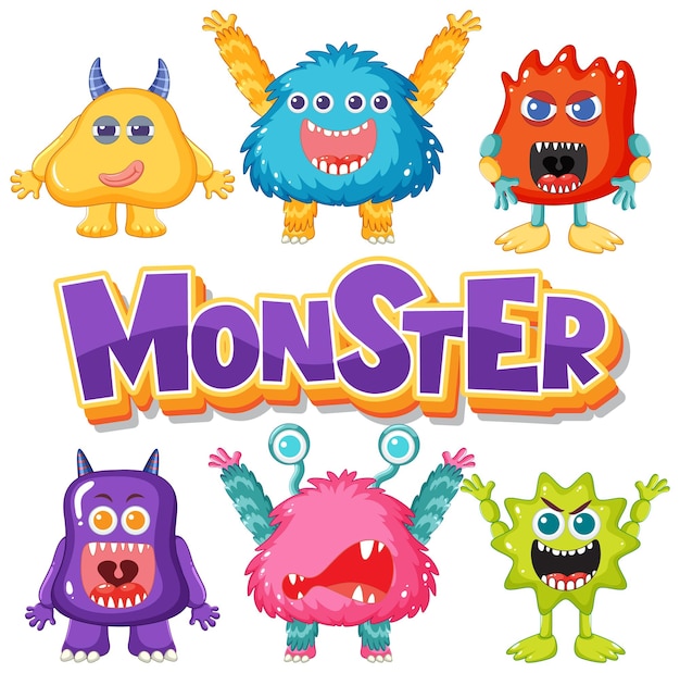 Vector isolated set of alien monster friends cartoon characters