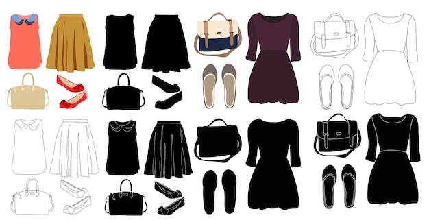 Isolated set of women fashion clothes