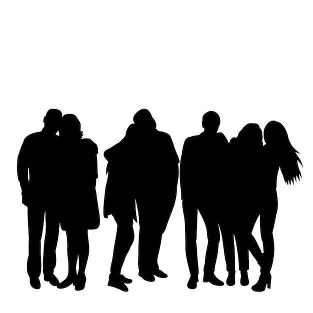 Isolated silhouette of a crowd of people group