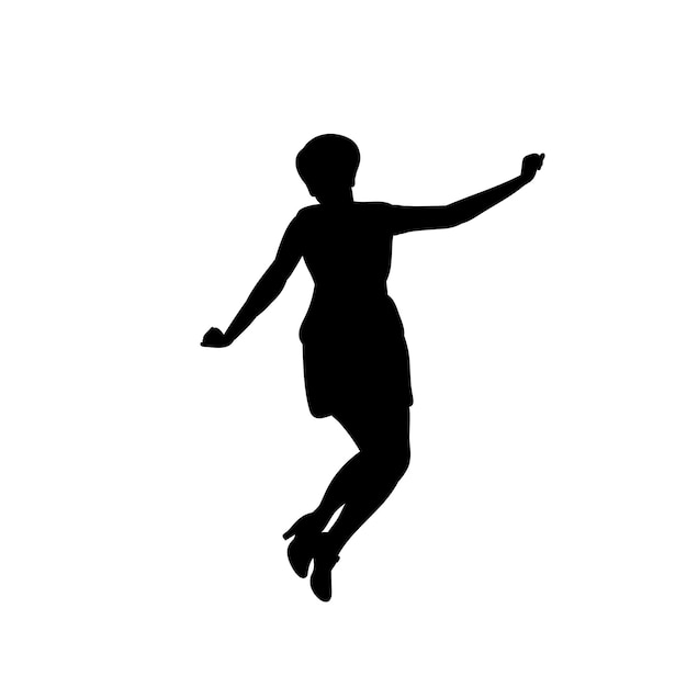 Isolated silhouette girl jumping