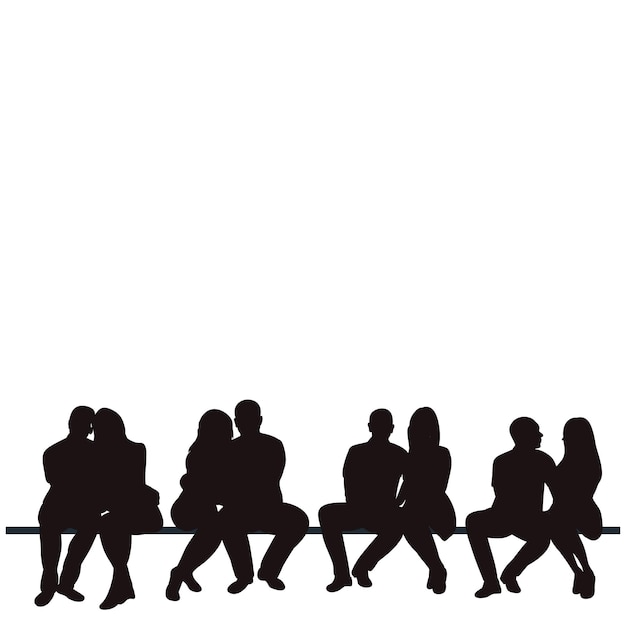 Isolated silhouette people sitting