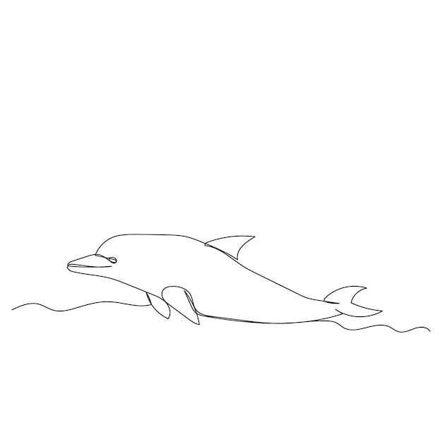 Isolated single line drawing continuous dolphin