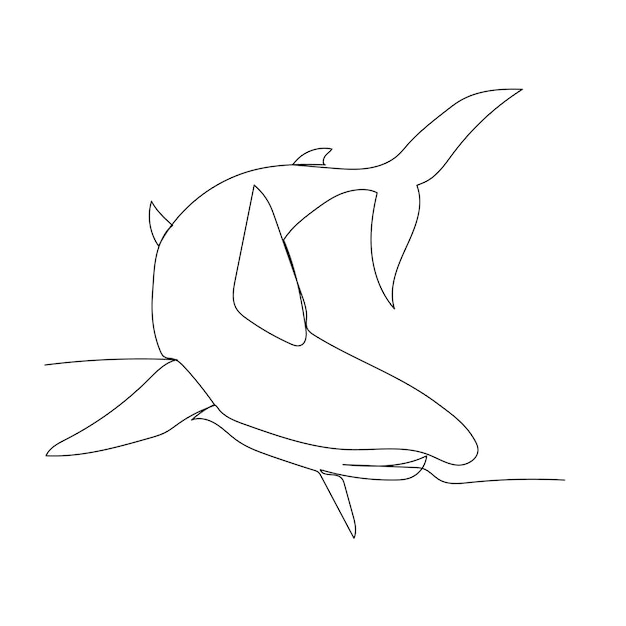 Isolated single line drawing continuous shark