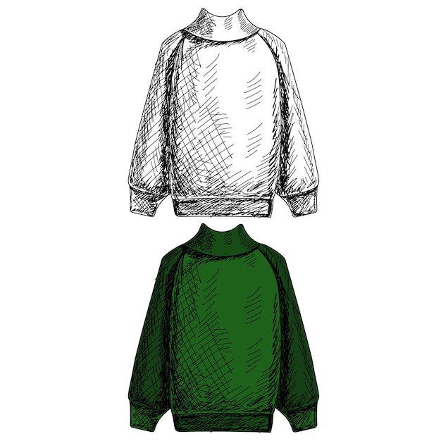 Isolated sketch handdrawn sweater jacket on a white background