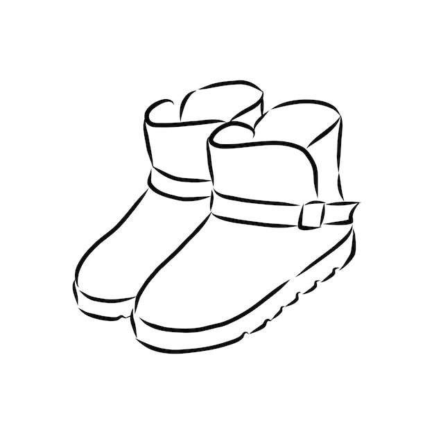 Isolated, sketch with lines female fashion boot