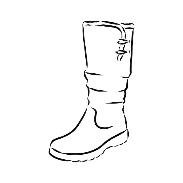 Isolated, sketch with lines female fashion boot