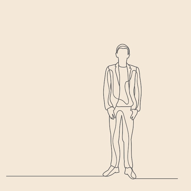 Isolated sketch with lines guy man stands