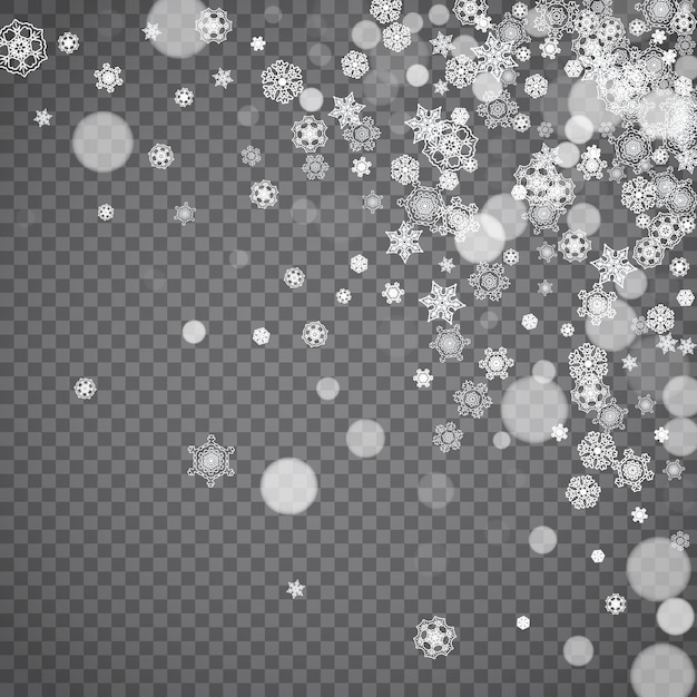 Isolated snowflakes on transparent