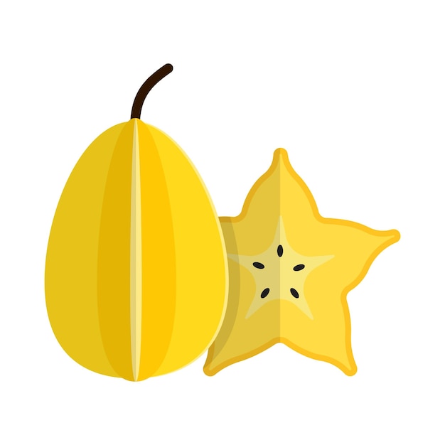 Isolated Starfruit (Belimbing) illustration - popular asian fruit especially in Indonesia