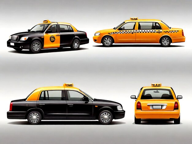 isolated Taxi car service set vector