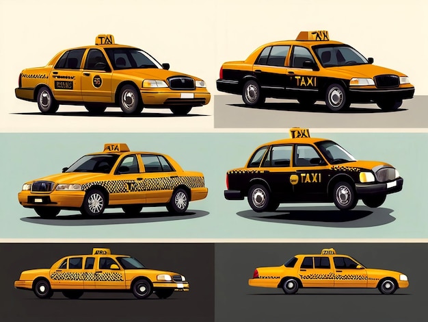 isolated Taxi car service set vector