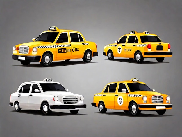 isolated Taxi car service set vector