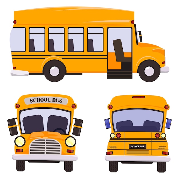 Vector isolated template of city transport on white side front back view easy to edit and recolor