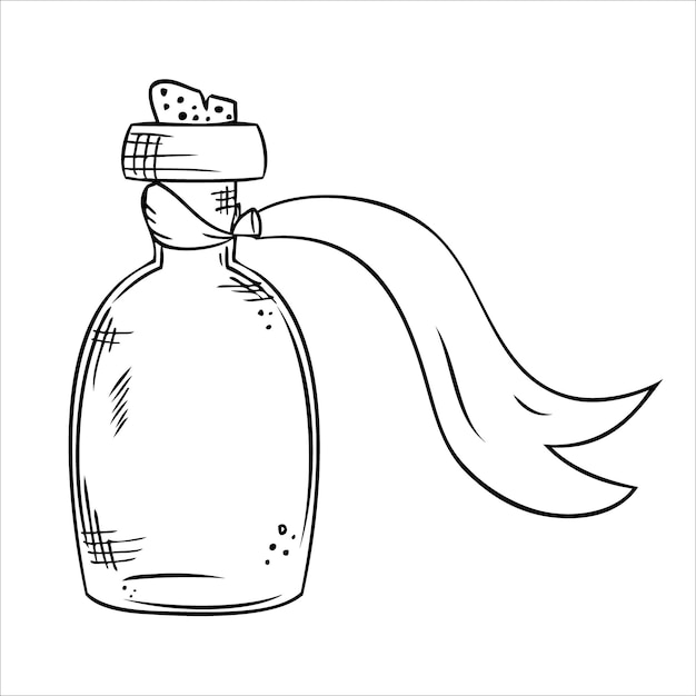 isolated vector bottle line art empty transparent glass vial bottle jar