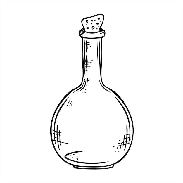 isolated vector bottle line art empty transparent glass vial bottle jar