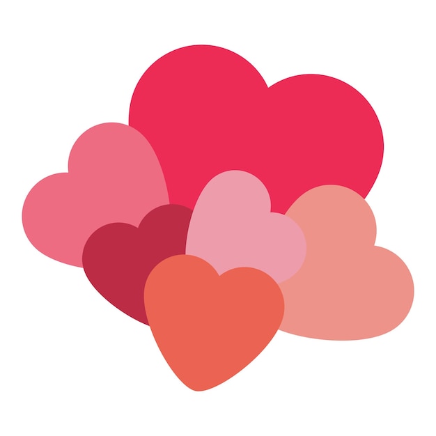 Isolated vector composition of red and pink hearts