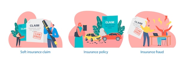 Isolated Vector Elements With Characters Perform Soft Insurance Claim Refers To Nonmonetary Claims Such As Repairing A Damaged Item Or Covering Medical Expenses Enhancing Customer Satisfaction