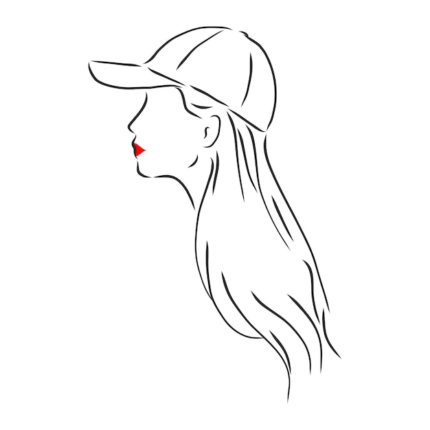 Isolated vector illustration Pretty girl in a cap