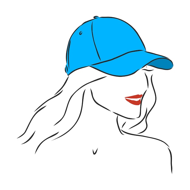 Isolated vector illustration Pretty girl in a cap