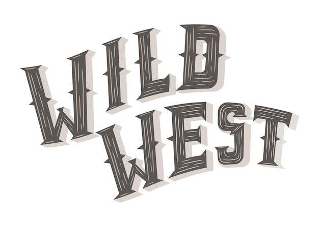 Isolated vector lettering wild west in old vintage retro style