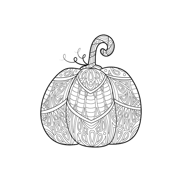 Isolated vector linear pumpkin for coloring page