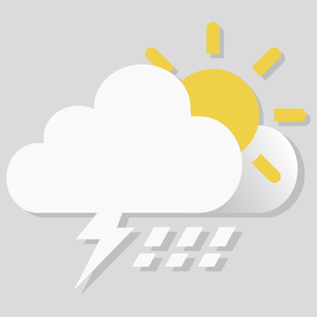 Isolated vector object weather icon lighting cloudy rain and sun