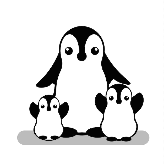 Isolated vector penguin logo Animal icon Cartoon illustration Winter sign Black and white Graphic image