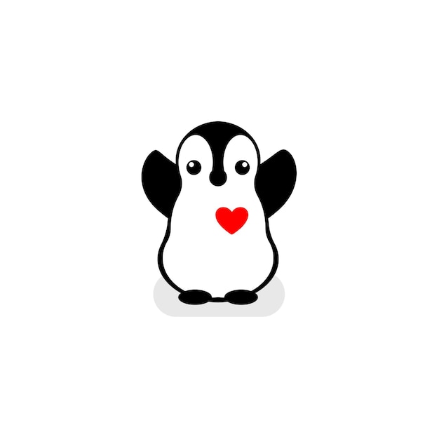 Isolated vector penguin logo Animal icon Cartoon illustration Winter sign Black and white Graphic image