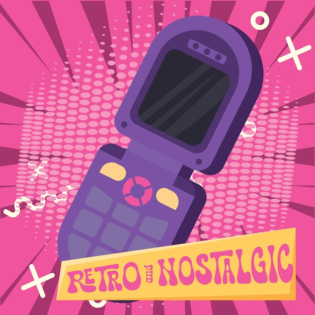 Isolated vintage cellphone Nostalgic retro background Vector illustration