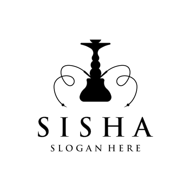 Isolated vintage hookah shisha or waterpipe Logo design for club bar cafe and shop