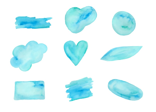 Isolated watercolor stain in various shapes.