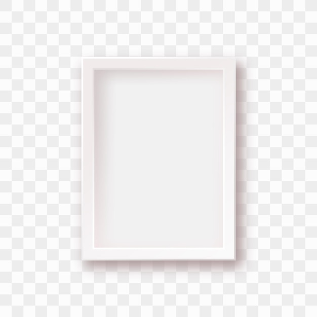 Isolated white picture frame with realistic shadow