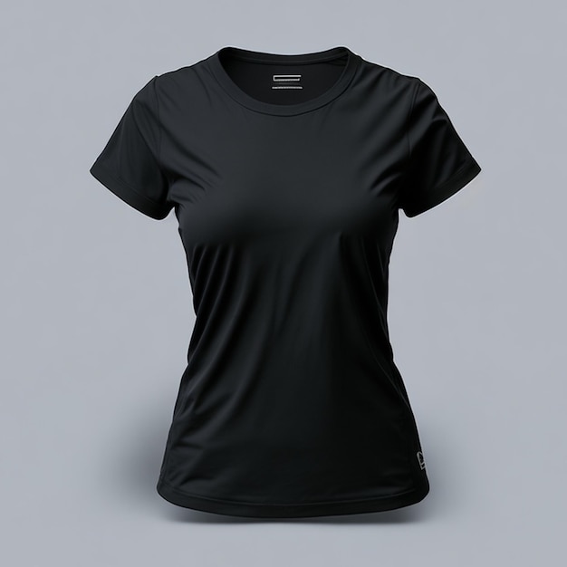 Isolated women black tshirt front view