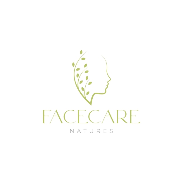 Isolated women face with leaf care logo